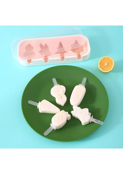 Faıs Du Silikon Dondurma Kalıp Kapaklı ve Sopalarla Yeniden Kullanılabilir Dıy Ev Yapımı Sevimli Karikatür Buz Yapıcı Popsicle Kalıp Mutfak Aracı (Yurt Dışından)