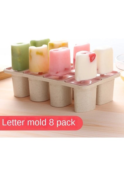 Açık Mavi Yaz Yeni 8-Pack Buğday Samanı Buz Kalıp Yaratıcı Dıy Mektup Buz Çubuğu Dondurma Kalıp Buz Çubuğu Kalıp (Yurt Dışından) modelleri