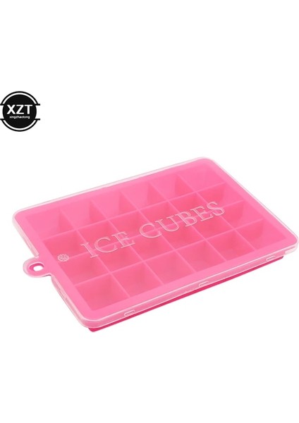 Gül Kırmızı Silikon Buz Küpü Tepsi Kalıpları Kapaklı Kare Şekli Buz Küpü Makinesi Meyve Popsicle Dondurma Kalıp Buz Küpü Kalıp Formları 24 Izgaralar (Yurt Dışından)
