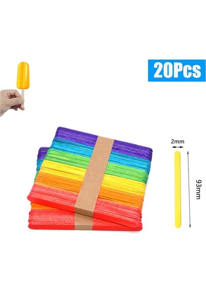 Renk 93MM (20 Adet) 20/100/500 Adet Dondurma Dondurma Çubuğu Doğal Tahta Çubuklar Dondurma Kaşığı El Sanatları Sanat Dondurma Lolly Mutfak Kek Araçları (Yurt Dışından)