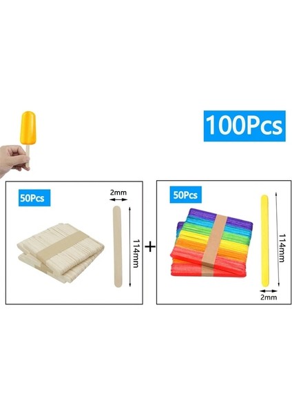 Mıx 114MM (100 Adet) 20/100/500 Adet Dondurma Dondurma Çubuğu Doğal Tahta Çubuklar Dondurma Kaşığı El Sanatları Sanat Dondurma Lolly Mutfak Kek Araçları (Yurt Dışından)