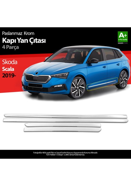 S Dizayn Skoda Scala Krom Kapı Yan Çıtası 4'lü 2019 Üzeri