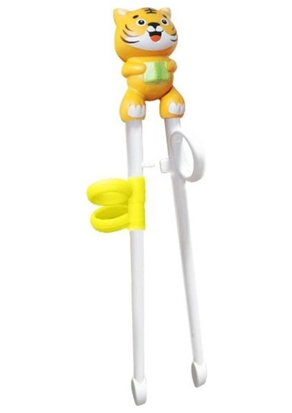 A-Sarı Kaplan 1 Çift Bebek Öğrenme Eğitim Çubuklarını Karikatür Hayvan Acemi Çubuk Sofra Çocuklar Yeme Eğitimi Yardımcı Bebek Araçları (Yurt Dışından)