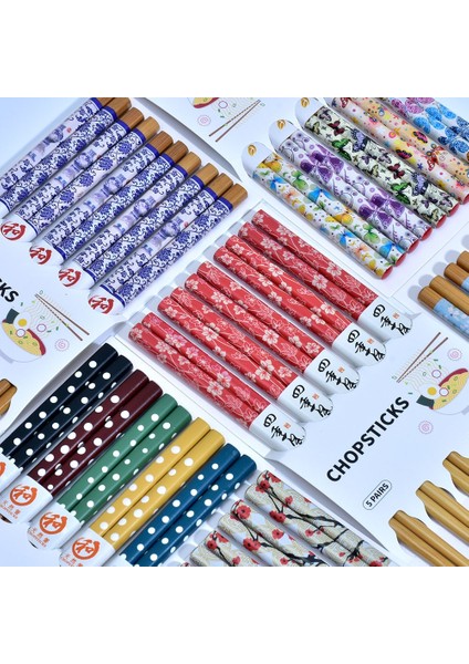 M011 Kullanımlık 5 Pairs Japon Çubuklarını Suşi Kaymaz Gıda Çubukları Çubuklarını Çin Çubuklarını Sofra Hediye Mutfak Gereçleri (Yurt Dışından) modelleri