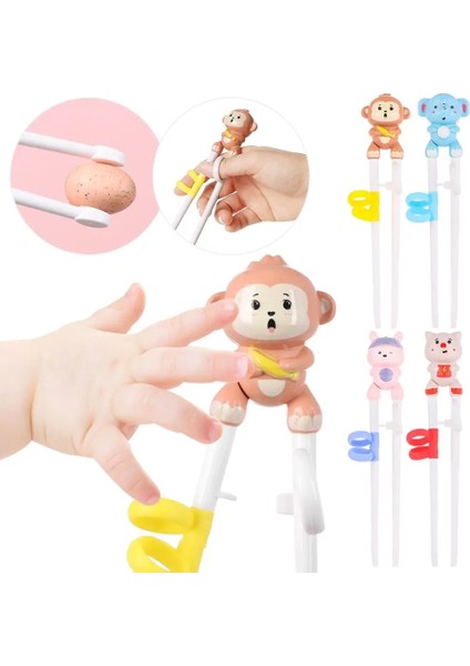 A-Red Tiger 1 Çift Bebek Öğrenme Eğitim Çubuklarını Karikatür Hayvan Acemi Chopstick Sofra Çocuklar Yeme Eğitimi Yardımcı Bebek Araçları (Yurt Dışından)