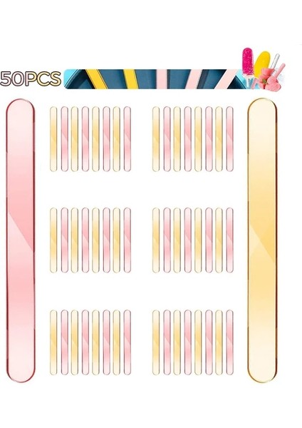 Altın Gül ve Altın 50 Adet Akrilik Dondurma Çubukları Yeniden Kullanılabilir 11.5cm/4.5in Cakesicle Çubuk Şeffaf/gül Altın Dekor Kek Çikolata Lolipop Pamuk Şeker (Yurt Dışından)