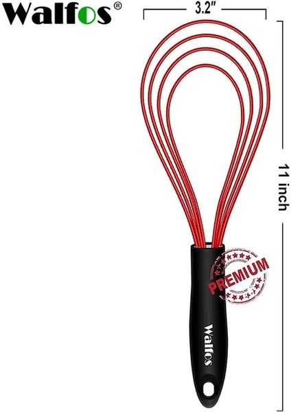 11 Inç Walfos Silikon Çırpma Paslanmaz Çelik Tel Çırpma Yumurta Çırpıcı Isıya Dayanıklı Yapışmaz Krem Blender Kahve Köpürtücü Mutfak Aletleri (Yurt Dışından)