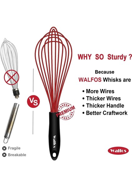 11 Inç Walfos Silikon Çırpma Paslanmaz Çelik Tel Çırpma Yumurta Çırpıcı Isıya Dayanıklı Yapışmaz Krem Blender Kahve Köpürtücü Mutfak Aletleri (Yurt Dışından) modelleri