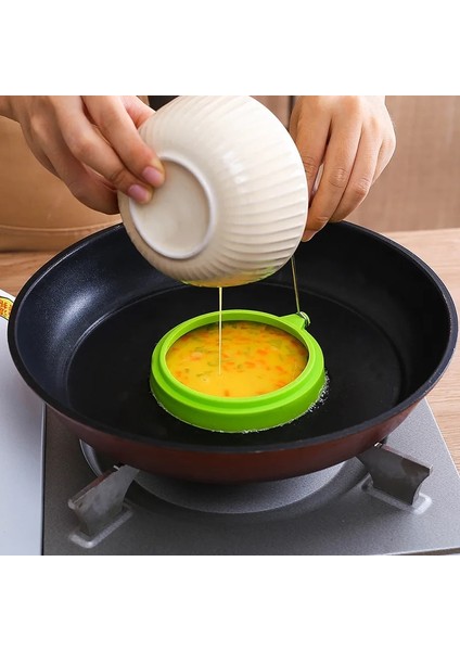 Yeşil Yeni Silikon Yumurta Gözleme Kalıp Omlet Yüzük Yumurta Şekillendirici Kalıp Kızartma Tavası Fırın Pişirme Kahvaltı Aksesuarları Mutfak Gereçleri (Yurt Dışından) fırsatları