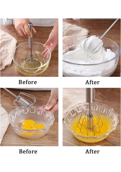 2pcs - L El Basıncı Yarı Otomatik Yumurta Çırpıcı 304 Paslanmaz Çelik Mutfak Mikser Makinesi Çırpma Manuel Blender Pişirme Aksesuarı (Yurt Dışından)