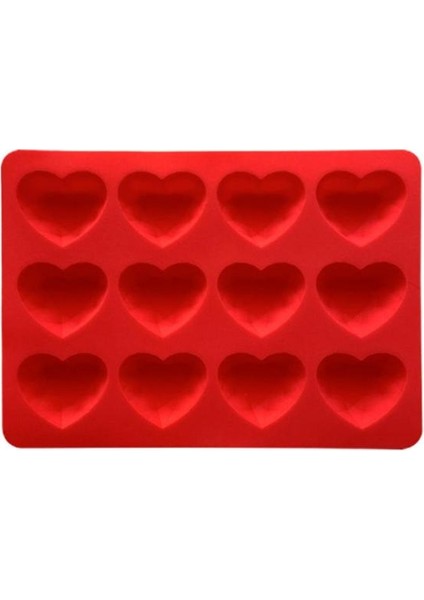 Kırmızı Buz Küpü Tepsi 12 Kavite Bpa Ücretsiz Esnek Istiflenebilir Yapışmaz Çok Yönlü Silikon Kalp Şekli Buz Konteyneri Dondurucu Aksesuarları (Yurt Dışından)