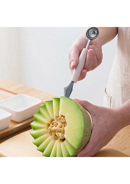 Mavi Mutfak Aksesuarları Çift Kafalı Paslanmaz Çelik Oyma Bıçağı Meyve Karpuz Dondurma Balye Kepçe Yığınları Kaşık Ev Aletleri (Yurt Dışından) fırsatları