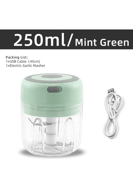 Yeşil 250ML 250ML Elektrikli Sarımsak Kırıcı Paslanmaz Çelik Kablosuz Baharat ve Baharat Doğrama Makinesi Sebze Salatası Biber Havuç Et (Yurt Dışından)