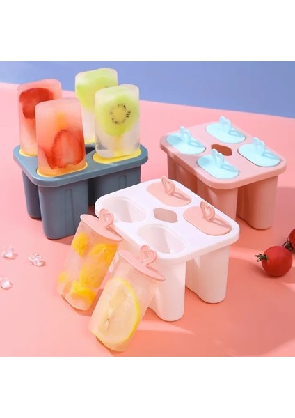 Rastgele Renk 1 Adet Dondurma Kalıbı 4 Buz Popsicle Kalıp Seti Popsicle Dondurma Kalıp Buz Tepsisi Diy Dondurma Sopa ile Yeniden Kullanılabilir Kawaii Mutfak Aracı (Yurt Dışından)