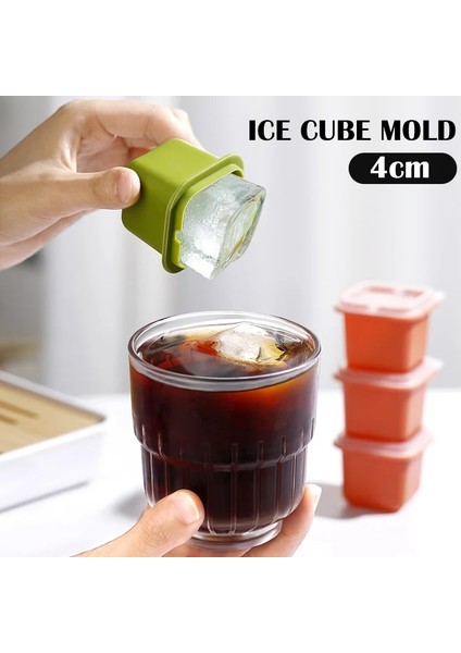 Sarı 3 Adet 4 cm Büyük Buz Bloğu Kalıp Silikon Buz Küpü Makinesi Kare Viski Suyu Kahve Içecekler Için Dondurulmuş Buz Hokeyi Kalıpları Dondurma Araçları (Yurt Dışından)