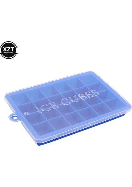 Mavi 24 Izgaralar Silikon Buz Küpü Tepsi Kalıpları Kapaklı Kare Şekli Buz Küpü Makinesi Meyve Popsicle Dondurma Kalıp Şarap Barı Içme (Yurt Dışından)