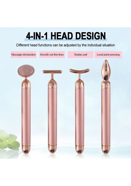 4 In 1 Altın 24K Altın Güzellik Bar Yüz Masajı Elektrikli Titreşimli Gül Kuvars 3D Rulo Yüz Germe Vücut Yüz Gua Sha Yeşim Rulo (Yurt Dışından) modelleri