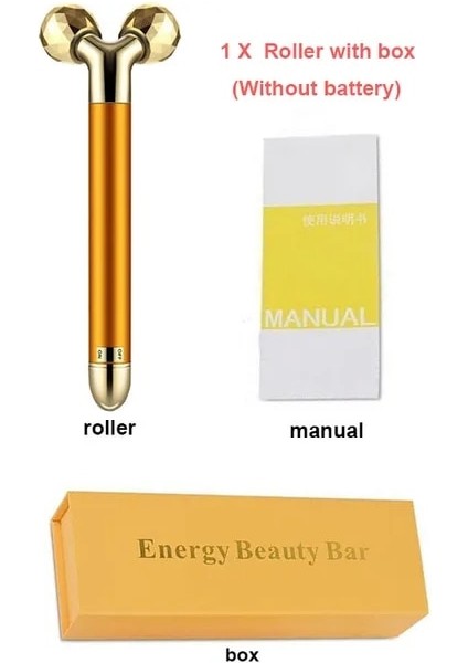 3D Rulo 3 In 1 24K Enerji Güzellik Çubuğu Altın Darbe Titreşimli Yüz Rulo Masajı Yüz Germe Cilt Bakımı Aracı Yeşim Rulo Topu ile (Yurt Dışından)