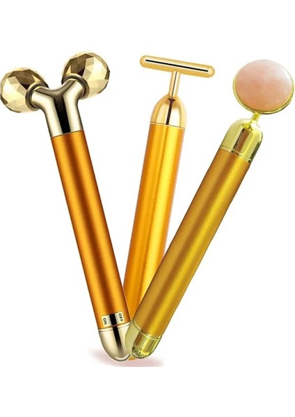 3D Rulo 3 In 1 24K Enerji Güzellik Çubuğu Altın Darbe Titreşimli Yüz Rulo Masajı Yüz Germe Cilt Bakımı Aracı Yeşim Rulo Topu ile (Yurt Dışından) fiyatları