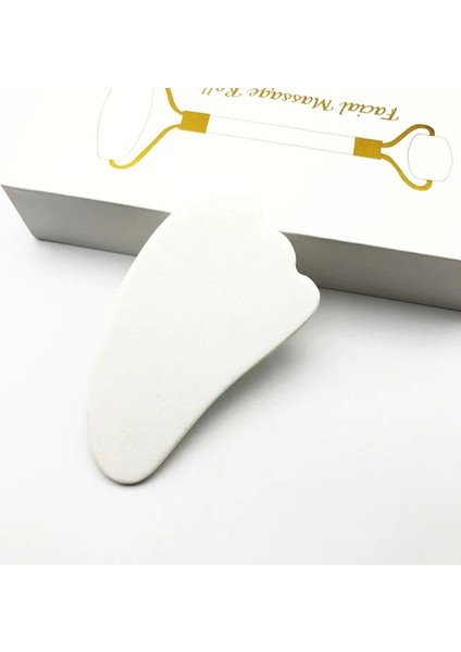 TYPE02 Doğal Beyaz Kuvars Yeşim Rulo Gua Sha Seti Yüz Vücut Masajı Rulo Yeşim Taş Masaj Seti Yüz Kaldırma Güzellik Masaj Aracı (Yurt Dışından)