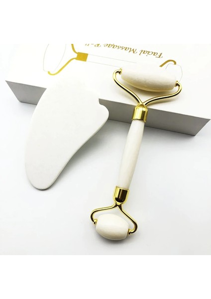 TYPE02 Doğal Beyaz Kuvars Yeşim Rulo Gua Sha Seti Yüz Vücut Masajı Rulo Yeşim Taş Masaj Seti Yüz Kaldırma Güzellik Masaj Aracı (Yurt Dışından) fiyatları