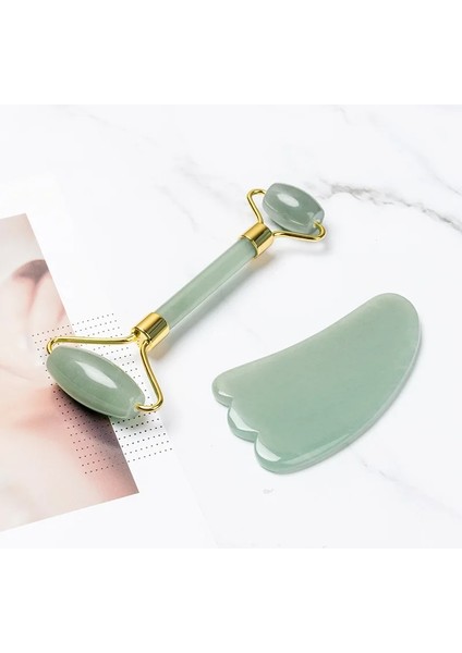 Koyu Yeşil A Bo Gül Kuvars Yeşim Rulo Masaj Guaj Kazıyıcı Yüz Cilt Bakımı Aracı Doğal Vücut Gua Sha Güzellik Yüz Germe Masaj Rulosu (Yurt Dışından) fiyatları