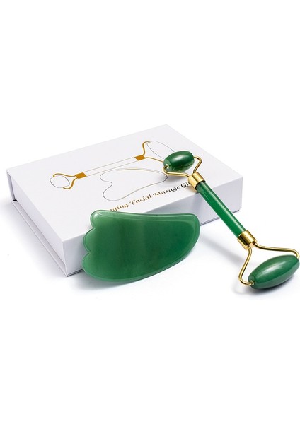 Koyu Yeşil A Bo Gül Kuvars Yeşim Rulo Masaj Guaj Kazıyıcı Yüz Cilt Bakımı Aracı Doğal Vücut Gua Sha Güzellik Yüz Germe Masaj Rulosu (Yurt Dışından) fırsatları