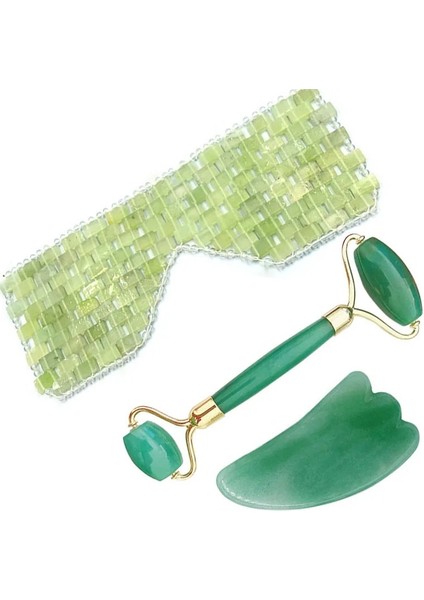 3 Adet Yeşim Rulo Guasha Tahta Seti Doğal Taş Rulo Yüz Masaj Aleti(Yurt Dışından) modelleri