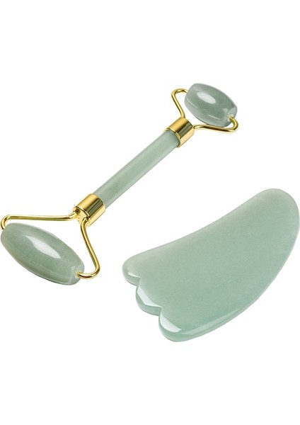 Koyu Yeşil B Doğal Gül Kuvars Yeşim Rulo Gua Sha Seti Yüz Masajı Rulo Yeşim Taşı Guasha Kazıyıcı Yüz Kaldırma Güzellik Masaj Aracı (Yurt Dışından) fırsatları