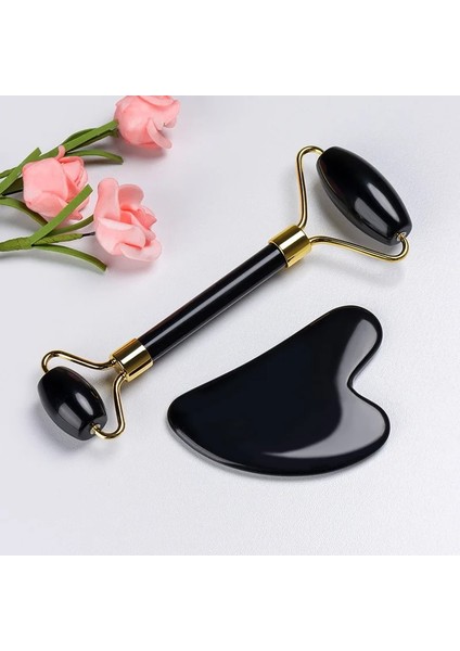Kutu ile Parmak Seti Doğal Siyah Obsidyen Yeşim Rulo Yüz Vücut Masajı Rulo Yeşim Taş Gua Sha Kurulu Kazıyıcı Yüz Kaldırma Güzellik Masaj Aracı (Yurt Dışından) modelleri
