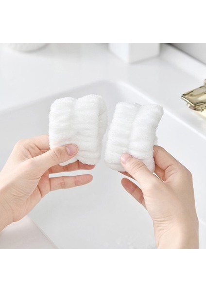 2 Adet Saf Renk Peluş Bilek Su Geçirmez Saç Bandı Kadın Yıkama Yüz ve Makyaj Bilek Kayışı Bantlar Kadın Moda Aksesuarları 2023 Yeni (Yurt Dışından) modelleri