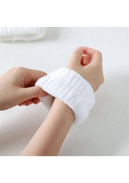 2 Adet Saf Renk Peluş Bilek Su Geçirmez Saç Bandı Kadın Yıkama Yüz ve Makyaj Bilek Kayışı Bantlar Kadın Moda Aksesuarları 2023 Yeni (Yurt Dışından) fırsatları