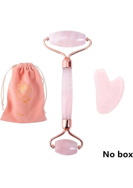 K Gül Kuvars Rulo Yüz Masajı 100% Doğal Taş Yeşim Rulo Mikro Iğneli Rulo Yeşim Spatula Seti Yüz Cilt Bakımı Aracı (Yurt Dışından)