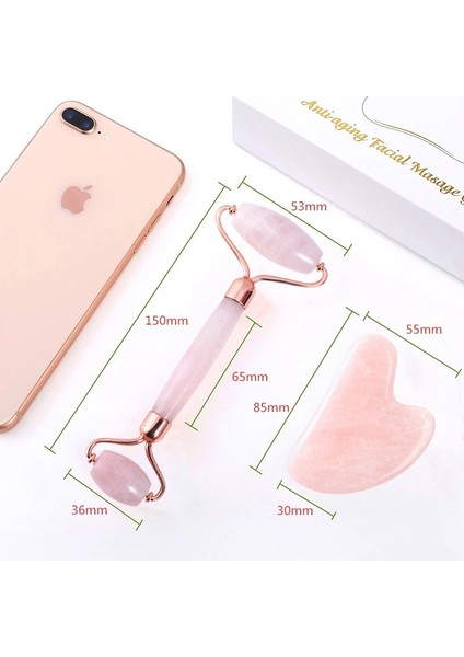 K Gül Kuvars Rulo Yüz Masajı 100% Doğal Taş Yeşim Rulo Mikro Iğneli Rulo Yeşim Spatula Seti Yüz Cilt Bakımı Aracı (Yurt Dışından) indirimleri