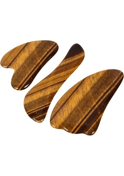 3 Adet Guasha Hiçbir Kutu Doğal Kaplan Gözü Taş Yeşim Rulo Yüz Masajı Guasha Tahta Seti Gerçek Taş Yüz Masajı Guaj Kazıyıcı Guasha Kazıyıcı (Yurt Dışından)