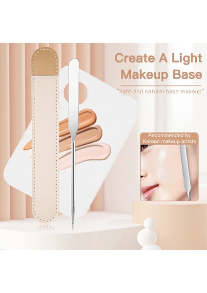 A - Çanta ve Palet Paslanmaz Çelik Makyaj Paleti Spatula Çift Kafaları Karıştırma Çubuğu Nail Art Fondöten Krem Blender Spatula Karıştırma Araçları (Yurt Dışından)