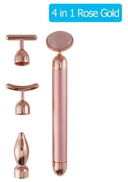 4 In 1 Rose Gold-A 24K Altın Güzellik Bar Yüz Masajı Elektrikli Titreşimli Gül Kuvars 3D Rulo Yüz Germe Vücut Yüz Bakımı Gua Sha Yeşim Rulo (Yurt Dışından)