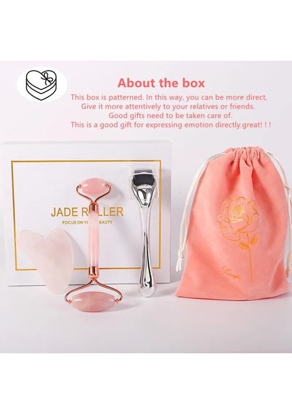 C Doğal Taş Yeşim Rulo Yüz Masajı Mikroiğne Rulo Yeşim Spatula Cilt Bakımı Üç Parçalı Gül Kuvars Rulo Masaj Aracı (Yurt Dışından) modelleri