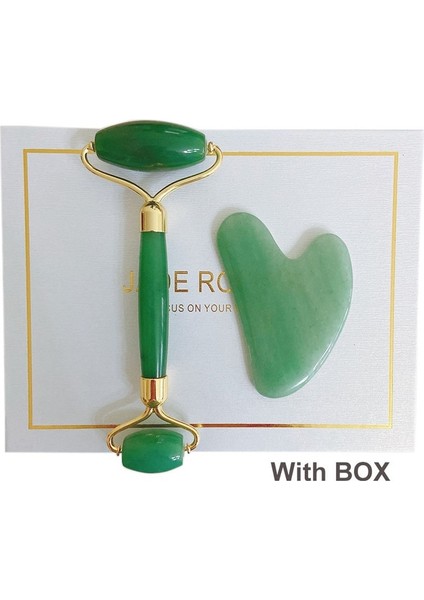 2 Adet Yeşim Rulo Guasha Tahta Seti Doğal Taş Rulo Yüz Masaj Aleti(Yurt Dışından)