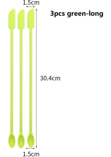 3 Adet Yeşil Uzun 3 Adet Derin Şişe Kazıyıcı Çift Uçlu Ince Esnek Silikon Spatula Uzun Saplı Kazıyıcı Kozmetik Sos Losyon Şişesi Kepçe (Yurt Dışından)