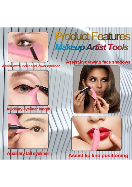 3 Adet Pembe Silikon Eyeliner Cetvel Makyaj Şablonlar Çizim Ruj Çok Fonksiyonlu Makyaj Yardım Aracı Yeniden Kullanılabilir Güzellik Cetvel (Yurt Dışından) indirimleri