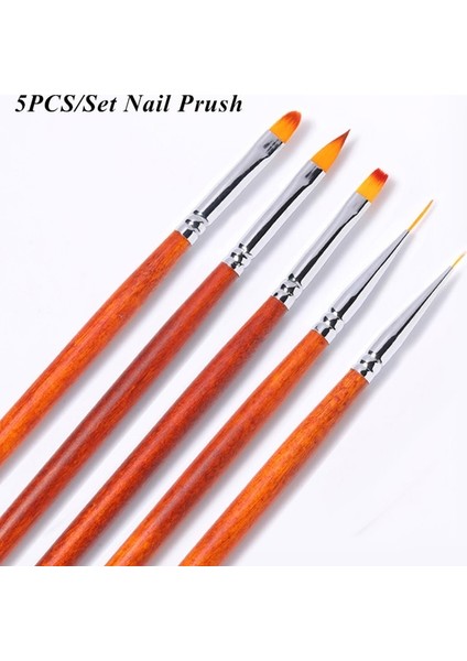 225289 5 Adet Kırmızı Ahşap Saplı Akrilik Tırnak Fırçası Tırnak Resim Fırçası Çizim Çizgili Çizgiler Uzatma Jel Fırçalar Çivi Kalem Manikür Seti (Yurt Dışından)