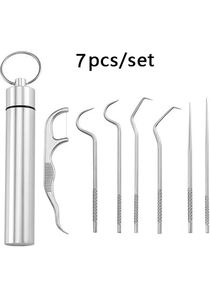 7 Adet Paslanmaz Çelik Kürdan Seti Diş Ipi Yeniden Kullanılabilir Tartar Temizleme Aracı Kürdan Taşınabilir Ipi Diş Temizleyici Ağız Temizleme (Yurt Dışından)