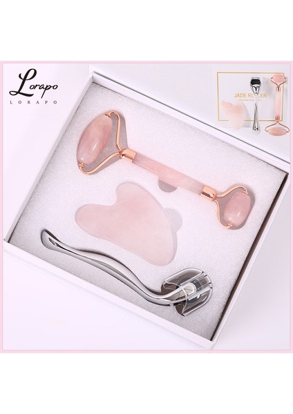 B Doğal Taş Yeşim Rulo Yüz Masajı Mikroiğne Rulo Yeşim Spatula Cilt Bakımı Üç Parçalı Gül Kuvars Rulo Masaj Aracı (Yurt Dışından) fiyatları