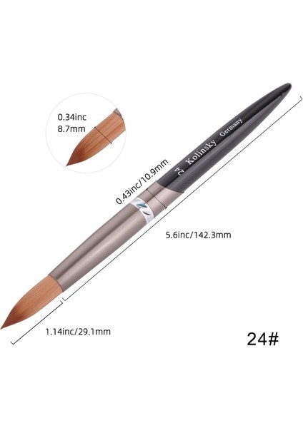 Round-24 Tıanmı Kolinsky Akrilik Tırnak Fırçası Yuvarlak Siyah Uv Jel Lehçe Tırnak Resim Fırçası Uzatma Oluşturucu Kalem Çizim Fırçaları Boyutu 8-24 (Yurt Dışından)