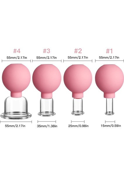 Pembe 2-3 Boyutu Vakum Seti Yüz Cilt Guasha Selülit Masaj Aracı (Yurt Dışından) indirimleri