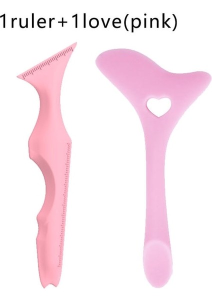 2 Adet Karışık Pembe Silikon Eyeliner Cetvel Makyaj Şablonlar Çizim Ruj Çok Fonksiyonlu Makyaj Yardım Aracı Yeniden Kullanılabilir Güzellik Cetvel (Yurt Dışından)