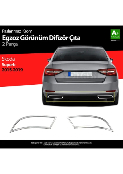 Skoda Superb Krom Egzoz Çıkışı 2 Parça 2015-2019