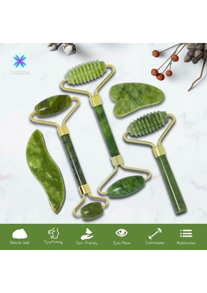 L Doğal Yeşim Rulo Gua Sha Masaj Aracı Yüz Guaj Kazıyıcı Rulo Yüz Cilt Bakımı Güzellik Sağlık Aracı (Yurt Dışından) fiyatları