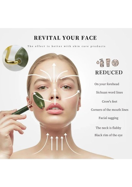 L Doğal Yeşim Rulo Gua Sha Masaj Aracı Yüz Guaj Kazıyıcı Rulo Yüz Cilt Bakımı Güzellik Sağlık Aracı (Yurt Dışından) fırsatları